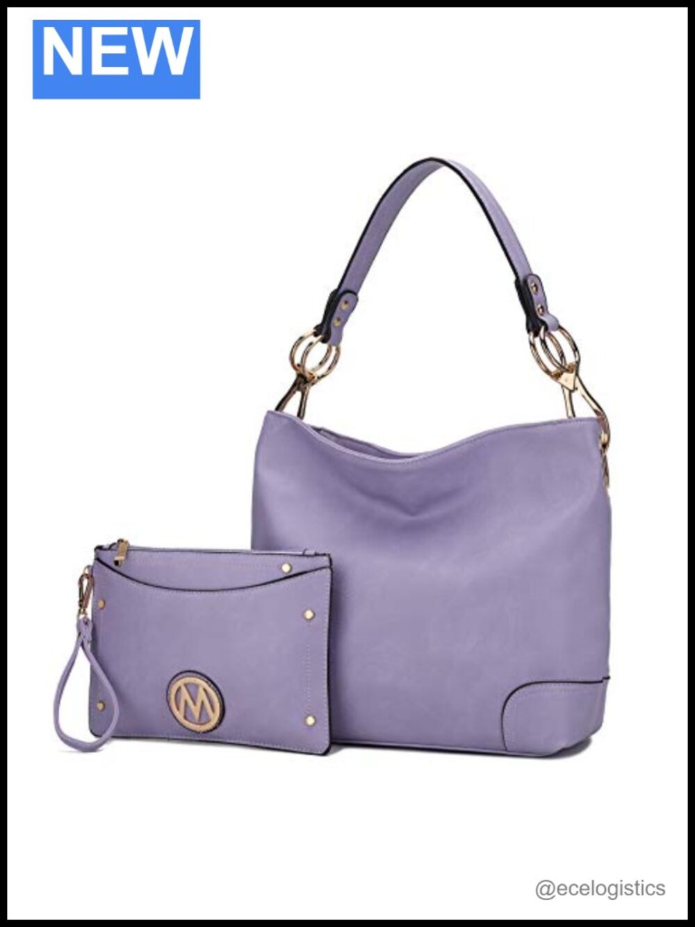 Vegan Leather Hobo Bag & Card Holder Set with Adjustable Strap
